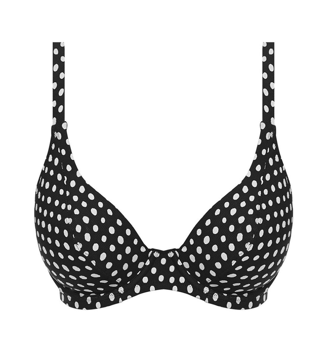 Fantasie Santa Monica Plunge Underwire Bikini Top (6722),30E,Black/White - Black/White,30E