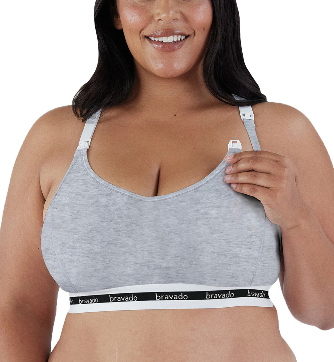 BRAVADO! DESIGNS Full Cup EXTENDED Original Nursing Bra (1016V),Small,Dove Heather - Dove Heather,Small