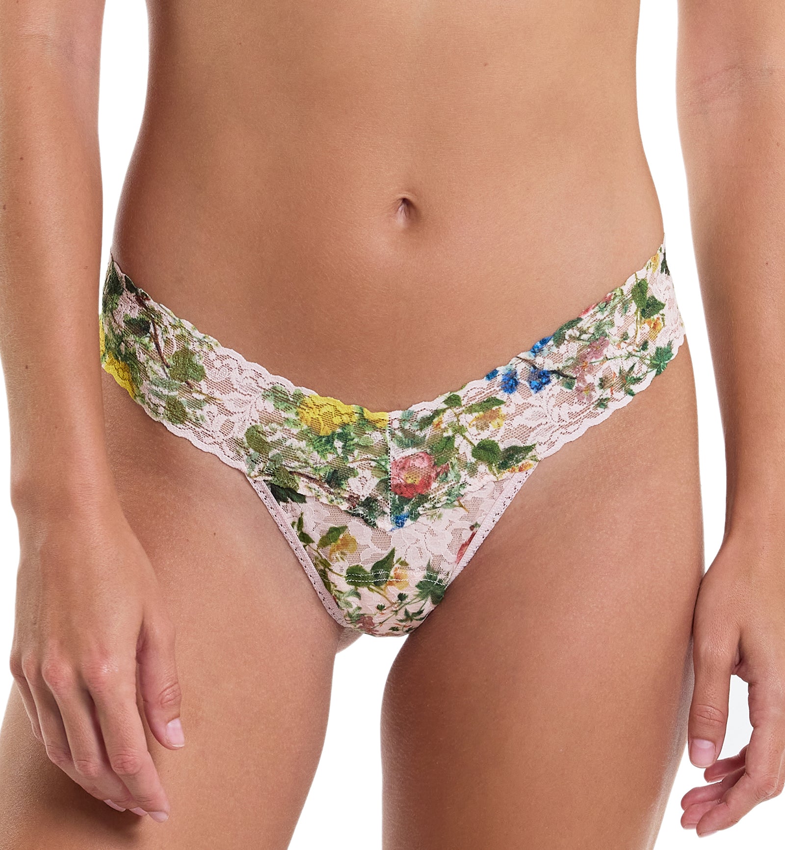 Hanky Panky Signature Lace Printed Low Rise Thong (PR4911P),Overjoyed - Overjoyed,One Size