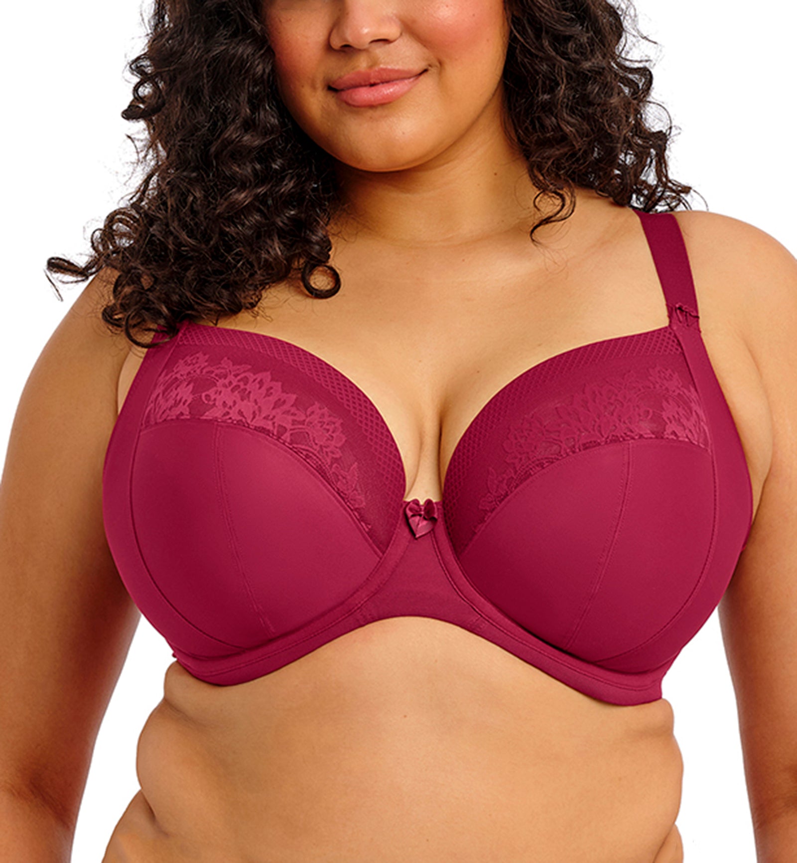 Elomi Nerina Stretch Lace Plunge Underwire Bra (302734),32G,Rouge - Rouge,32G