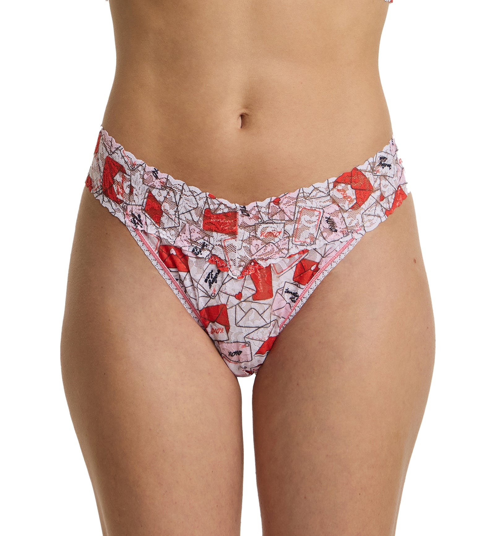 Hanky Panky Signature Lace Printed Original Rise Thong (PR4811P),With Love - With Love,One Size
