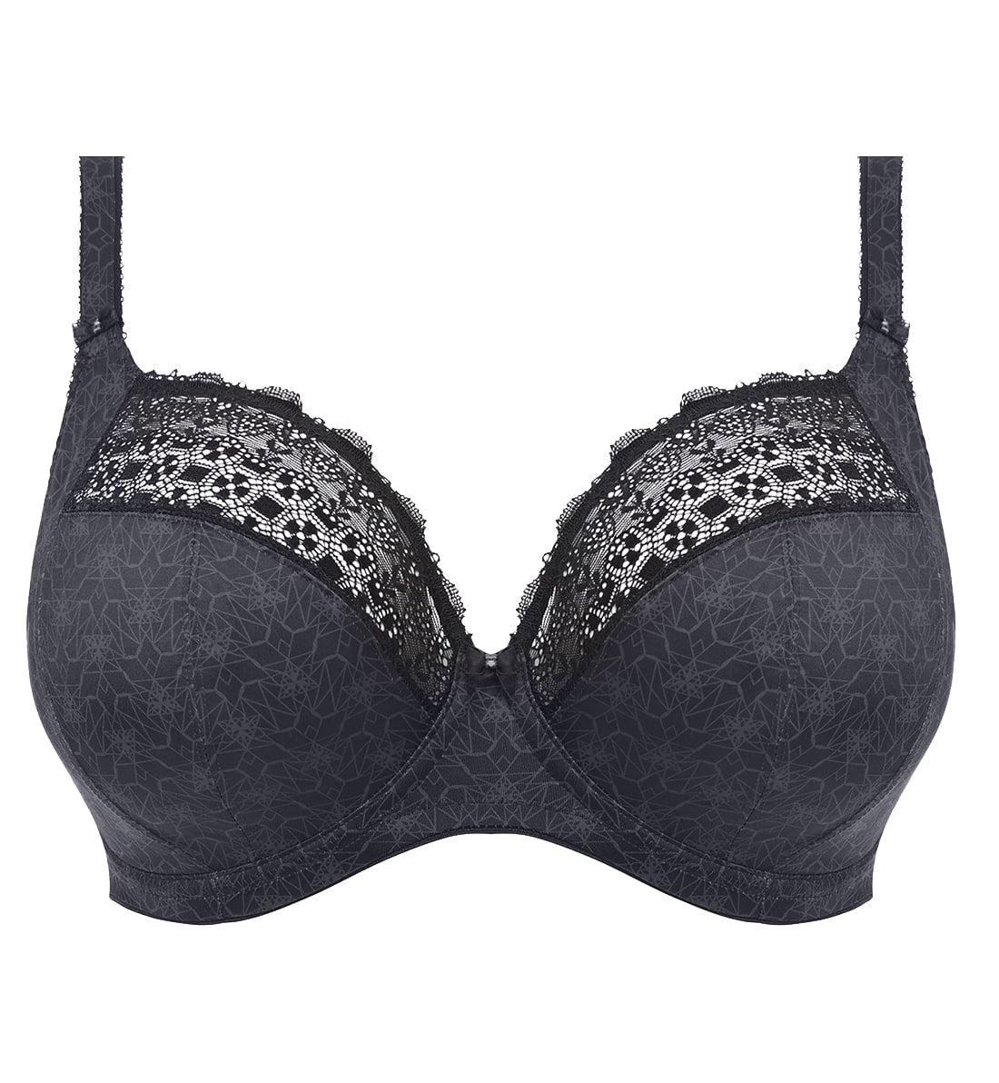 Elomi Kim Banded Stretch Lace Plunge Underwire Bra (4340),32GG,Black - Black,32GG