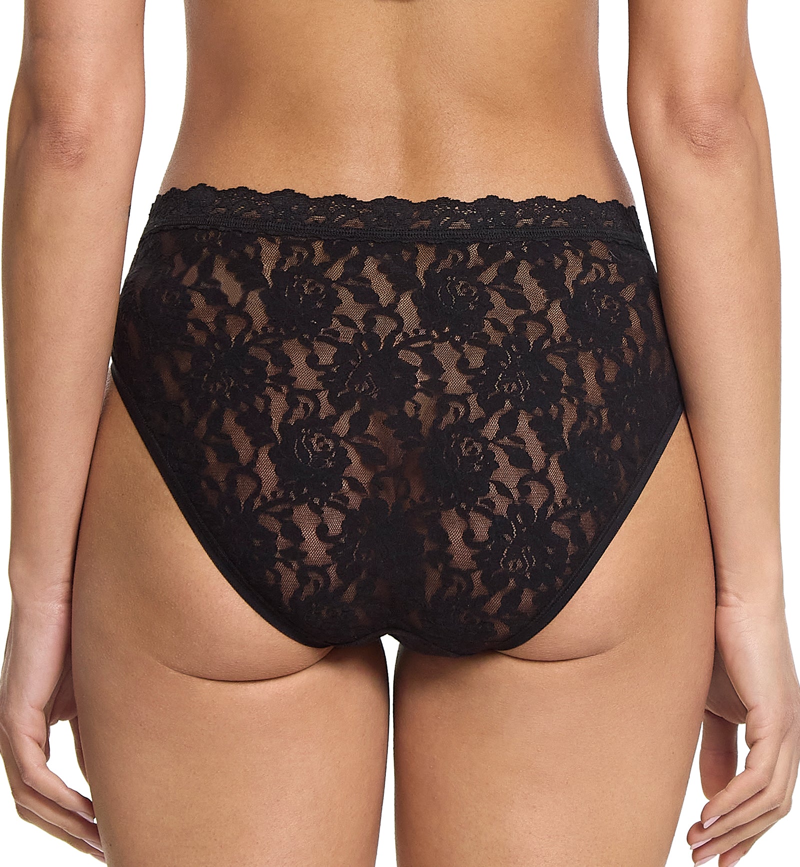 Hanky Panky Signature Lace V-Front High Cut Brief (482274),XS,Black - Black,XS