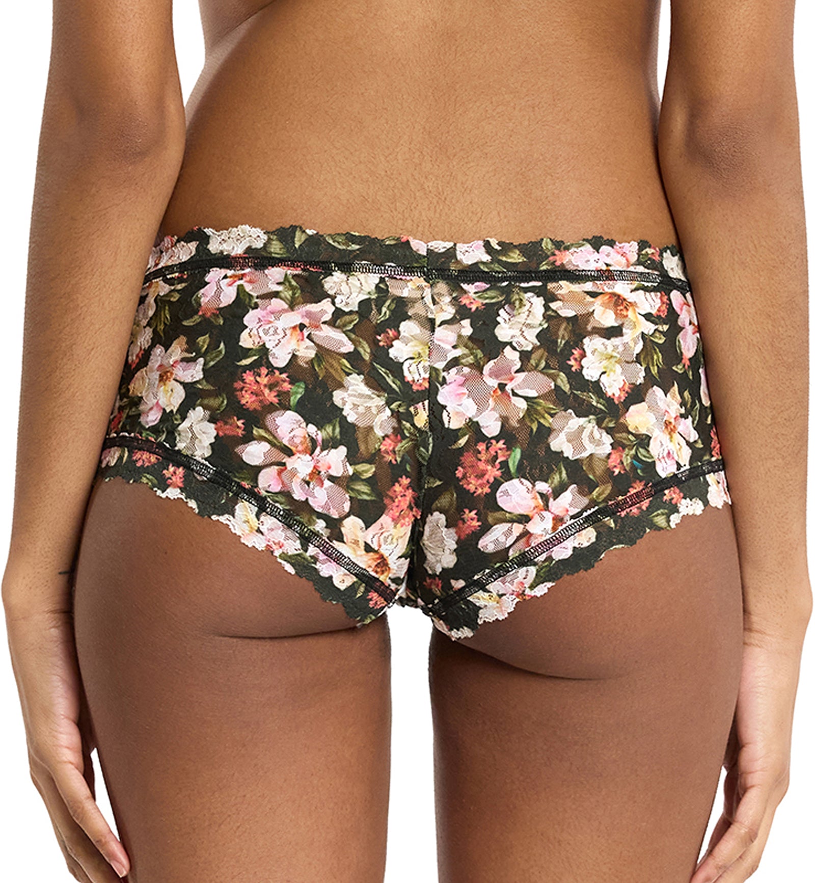 Hanky Panky Signature Lace Printed Boyshort (PR4812P),XS,Dark Room Blooms - Dark Room Blooms,XS