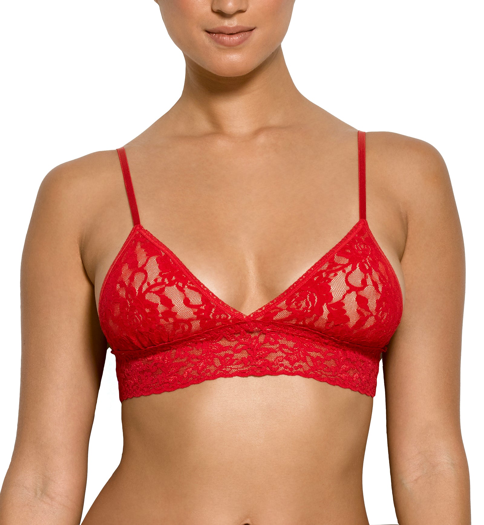 Hanky Panky Signature Lace Padded Triangle Bralette (487004),XS,Red - Red,XS
