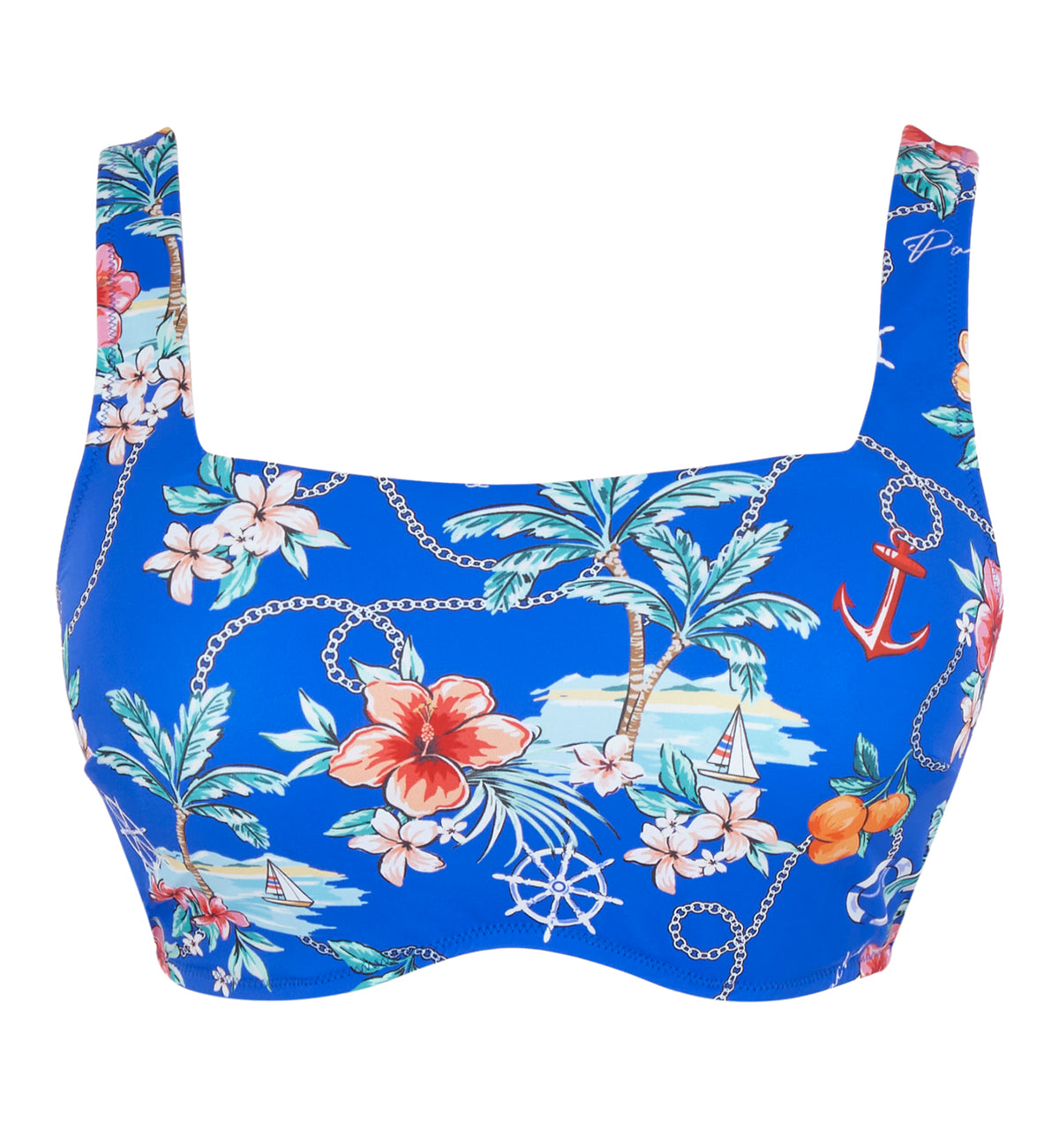 Panache Gina Square Neck Underwire Crop Swim Top (SW1862),30G,Paradiso Print - Paradiso Print,30G