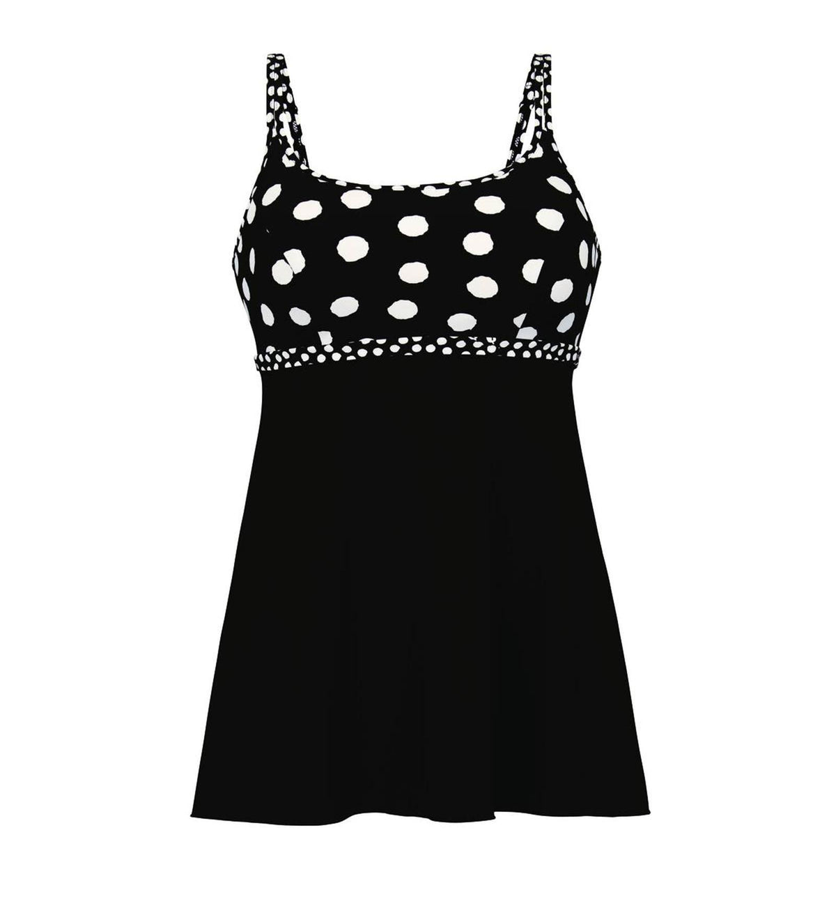 Anita Care Summer Dot Jena Flowy Swim Tankini Top (6584-1),32D,Black/White - Black/White,32D