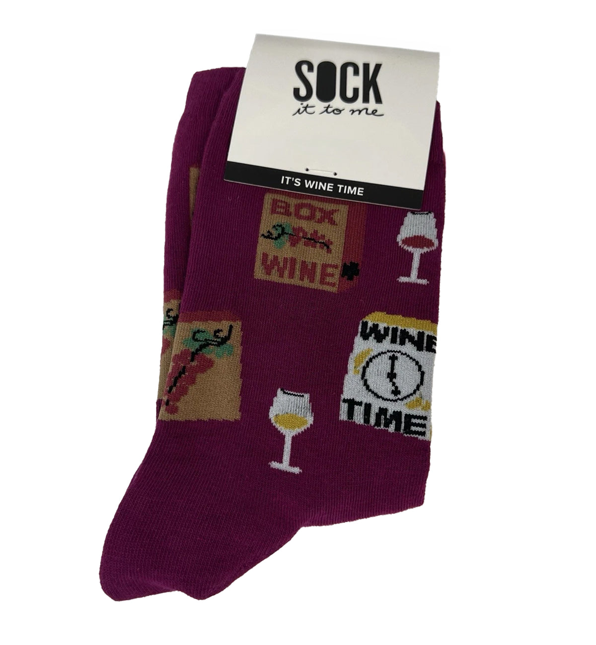 SOCK it to me Women's Crew Socks (W0456),It's Wine Time - It's Wine Time,One Size