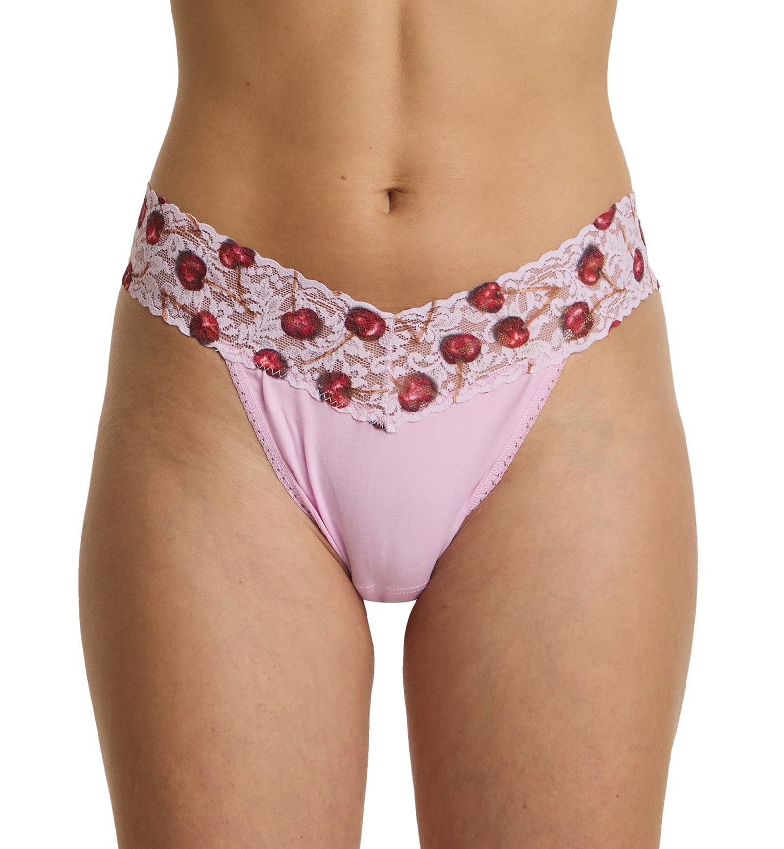Hanky Panky Cotton-Spandex Original Rise Thong (891802P),Cherry Delight - Cherry Delight,One Size