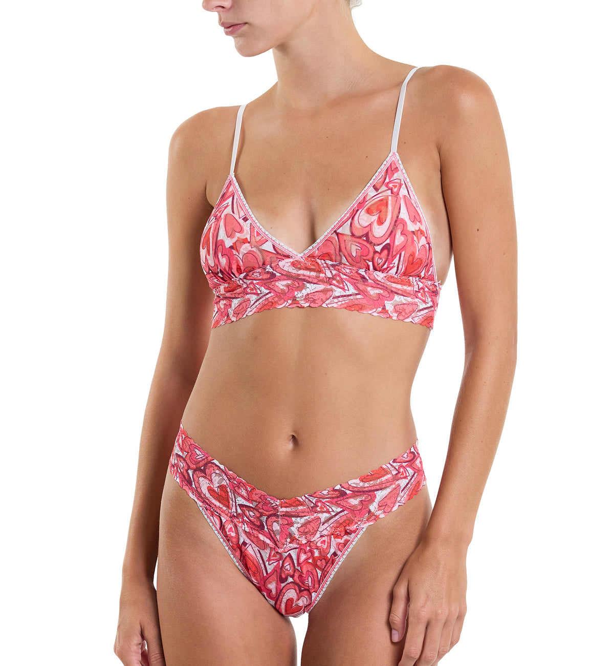 Hanky Panky Signature Lace Printed Original Rise Thong (PR4811P),Lots Of Love - Lots Of Love,One Size