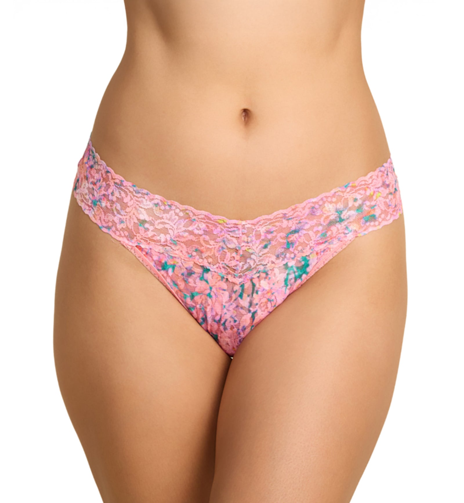 Hanky Panky Signature Lace Printed Original Rise Thong (PR4811P),Blushing Blooms - Blushing Blooms,One Size