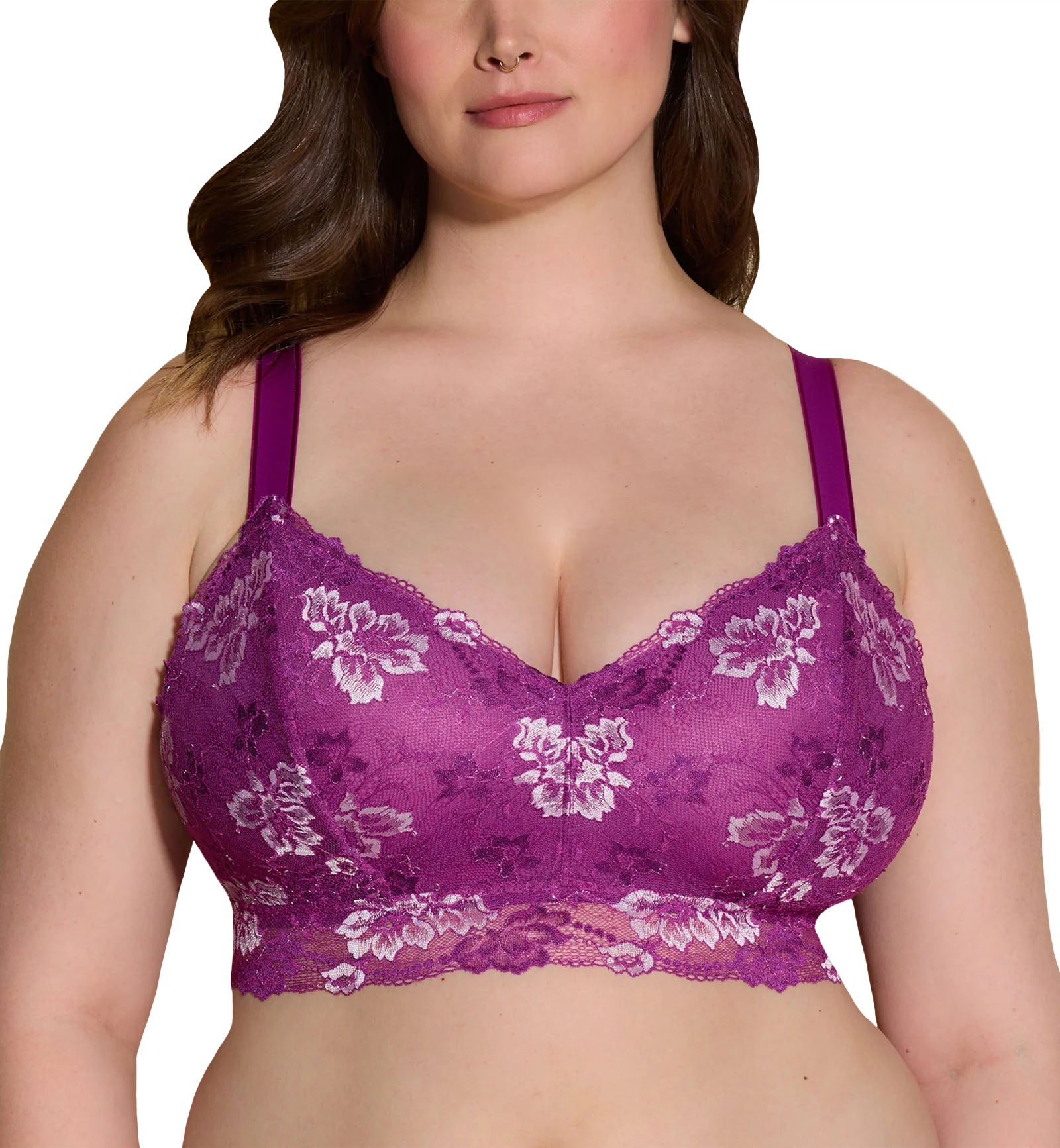 Cosabella Savona ULTRA Curvy Longline Bralette (SAVON1385),XS,Swiss Beet/White - Swiss Beet/White,XS