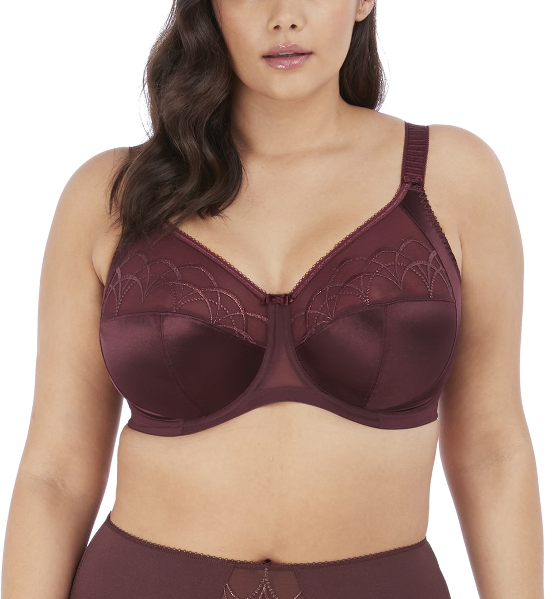 Elomi Cate Embroidered Full Cup Banded Underwire Bra (4030),34GG,Raisin - Raisin,34GG