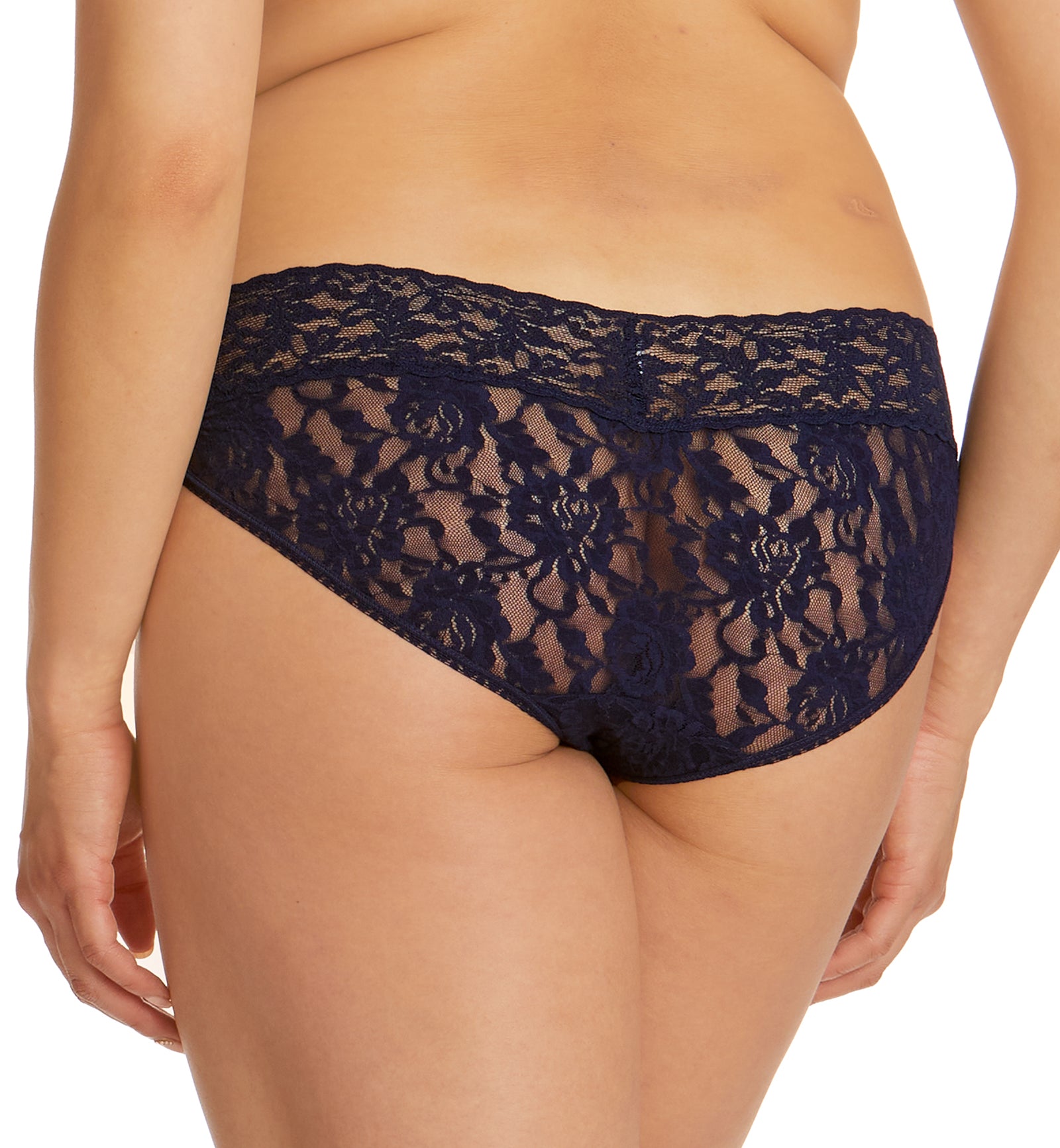 Hanky Panky Signature Lace V-kini (482374),Small,Navy - Navy,Small