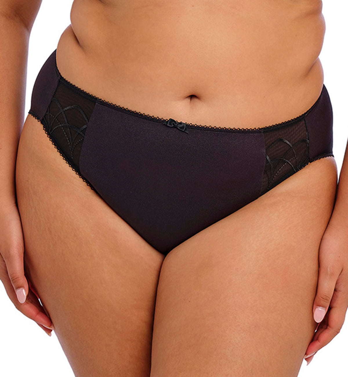 Elomi Cate Matching Embroidered Panty Brief (4035),Medium,Black - Black,Medium