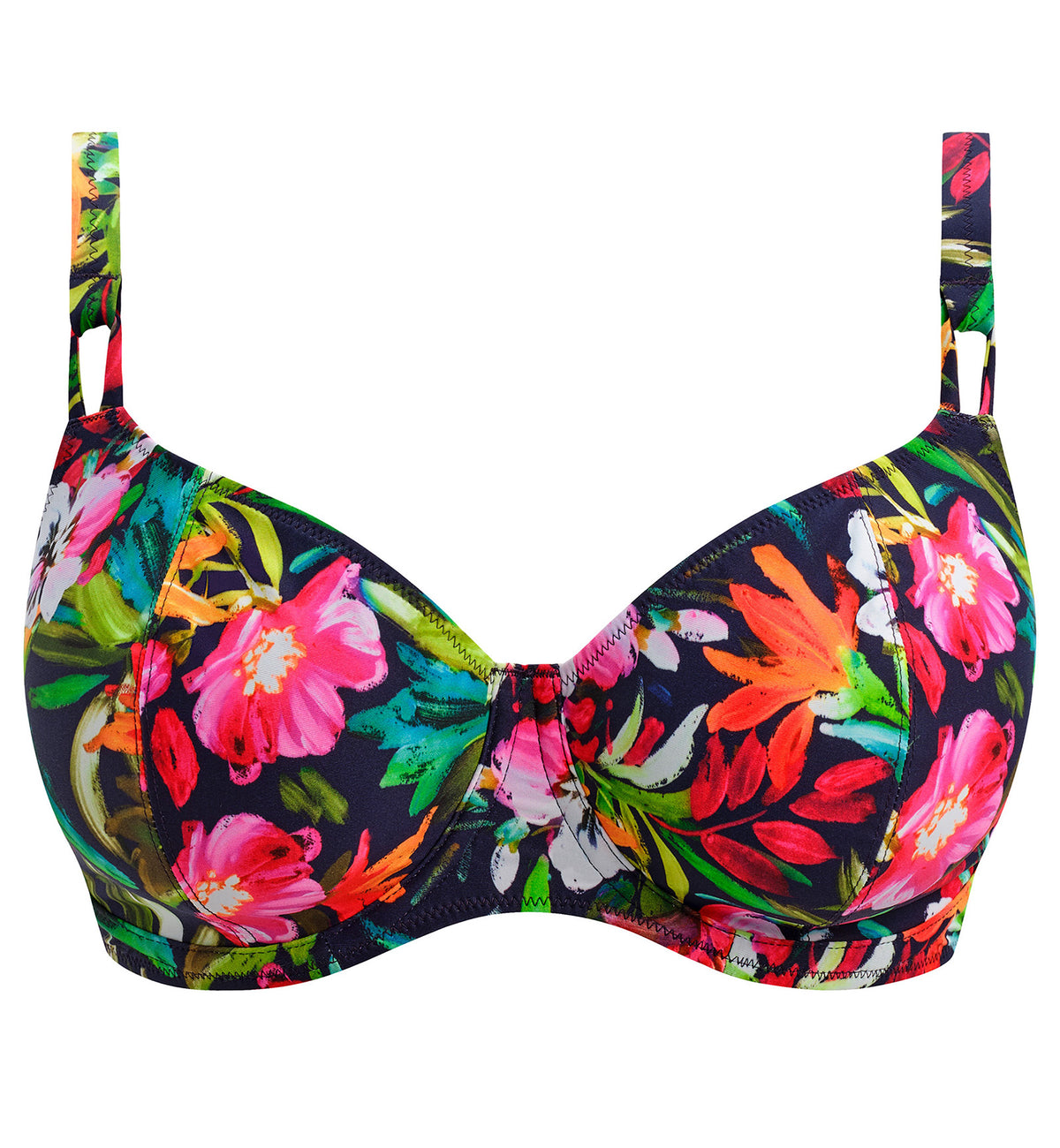 Freya Kailua Shores Banded Plunge Underwire Bikini Top (207902),28E,Midnight - Midnight,28E