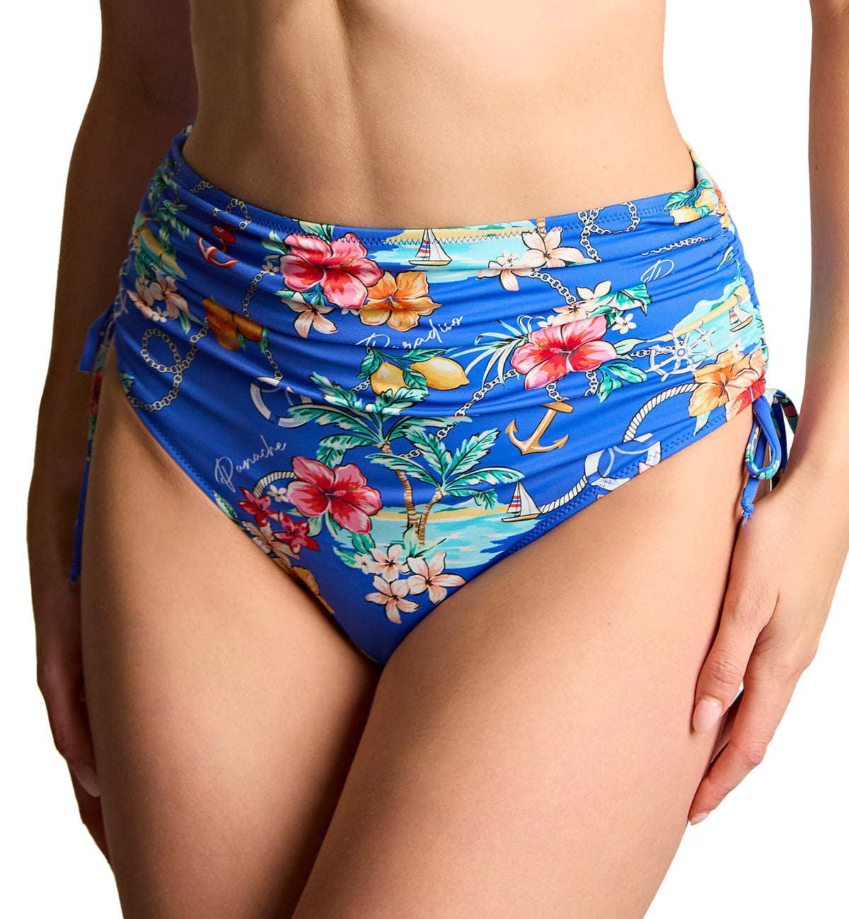 Panache Midi Gathered Swim Brief (SW2049),XS,Paradiso Print - Paradiso Print,XS