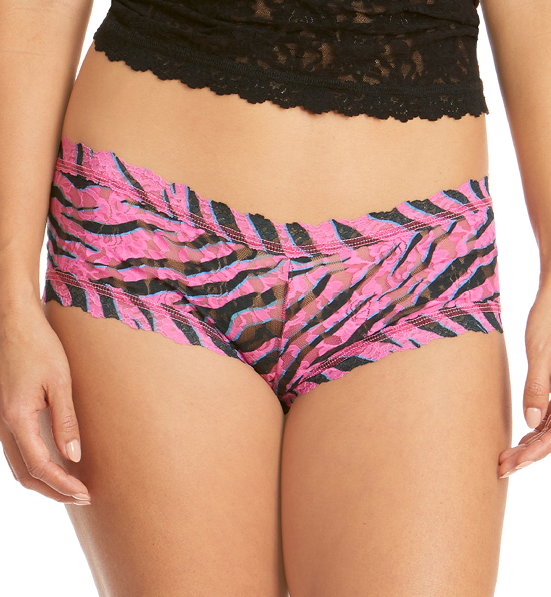 Hanky Panky Signature Lace Printed Boyshort (PR4812P),XS,Electric Zebra - Electric Zebra,XS