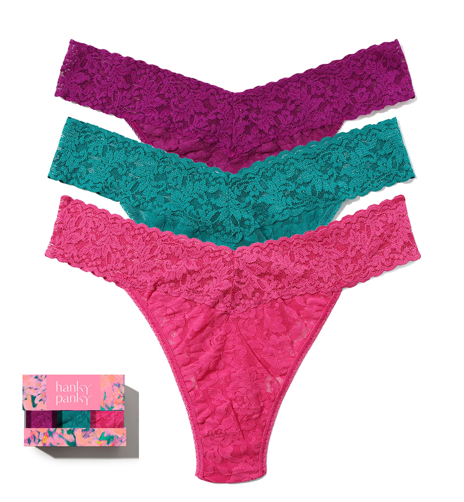 Hanky Panky 3-PACK Signature Lace Original Rise Thong (48113PK),CVER - CVER,One Size