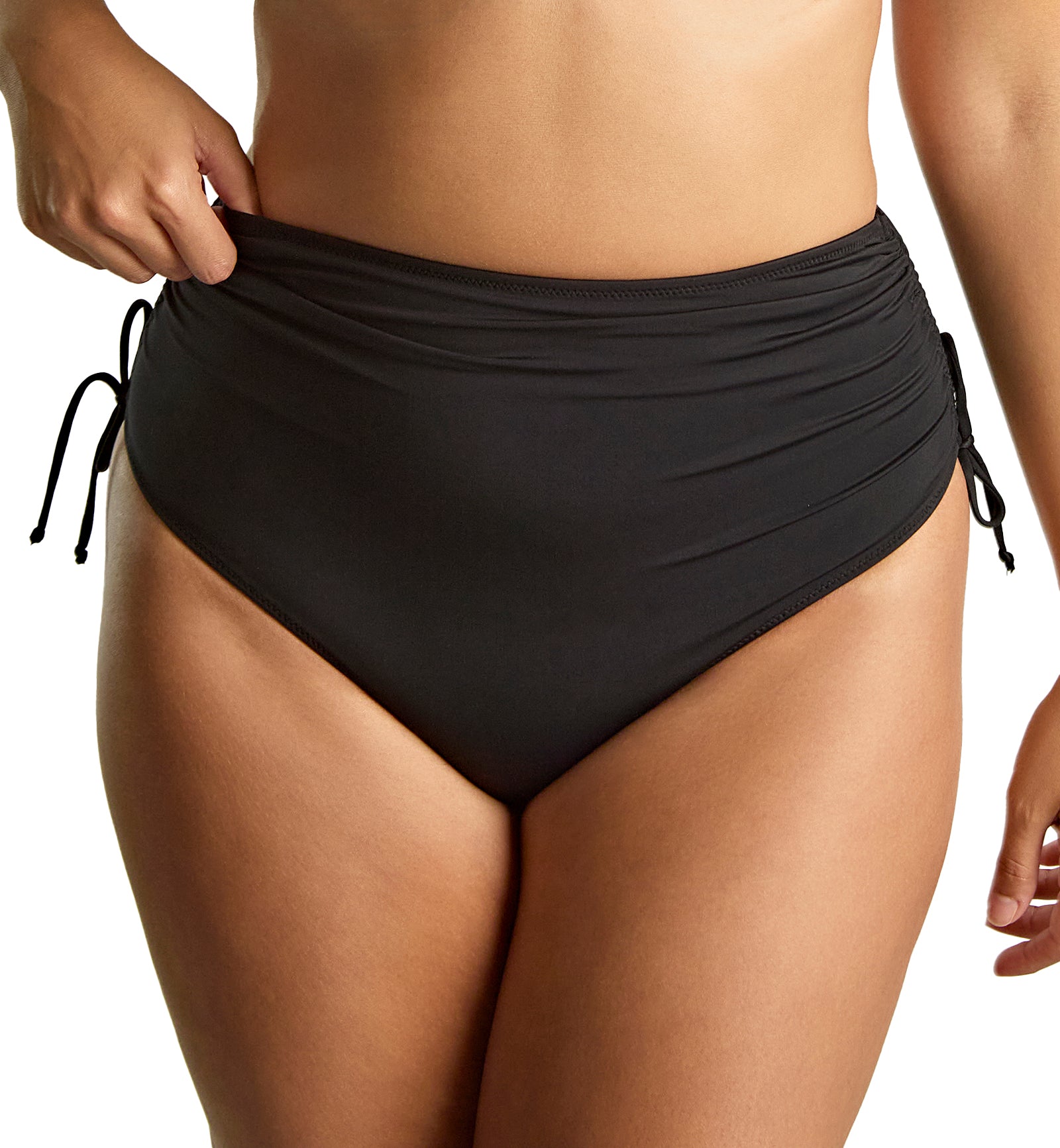 Panache Midi Gathered Swim Brief (SW2049),8-XS,Black - Black,XS