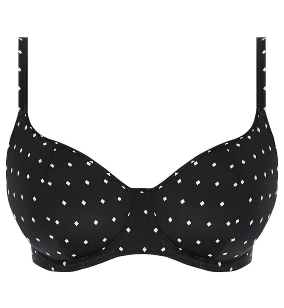 Freya Jewel Cove Sweetheart Padded Underwire Bikini Top (7231),30E,Black - Black,30E