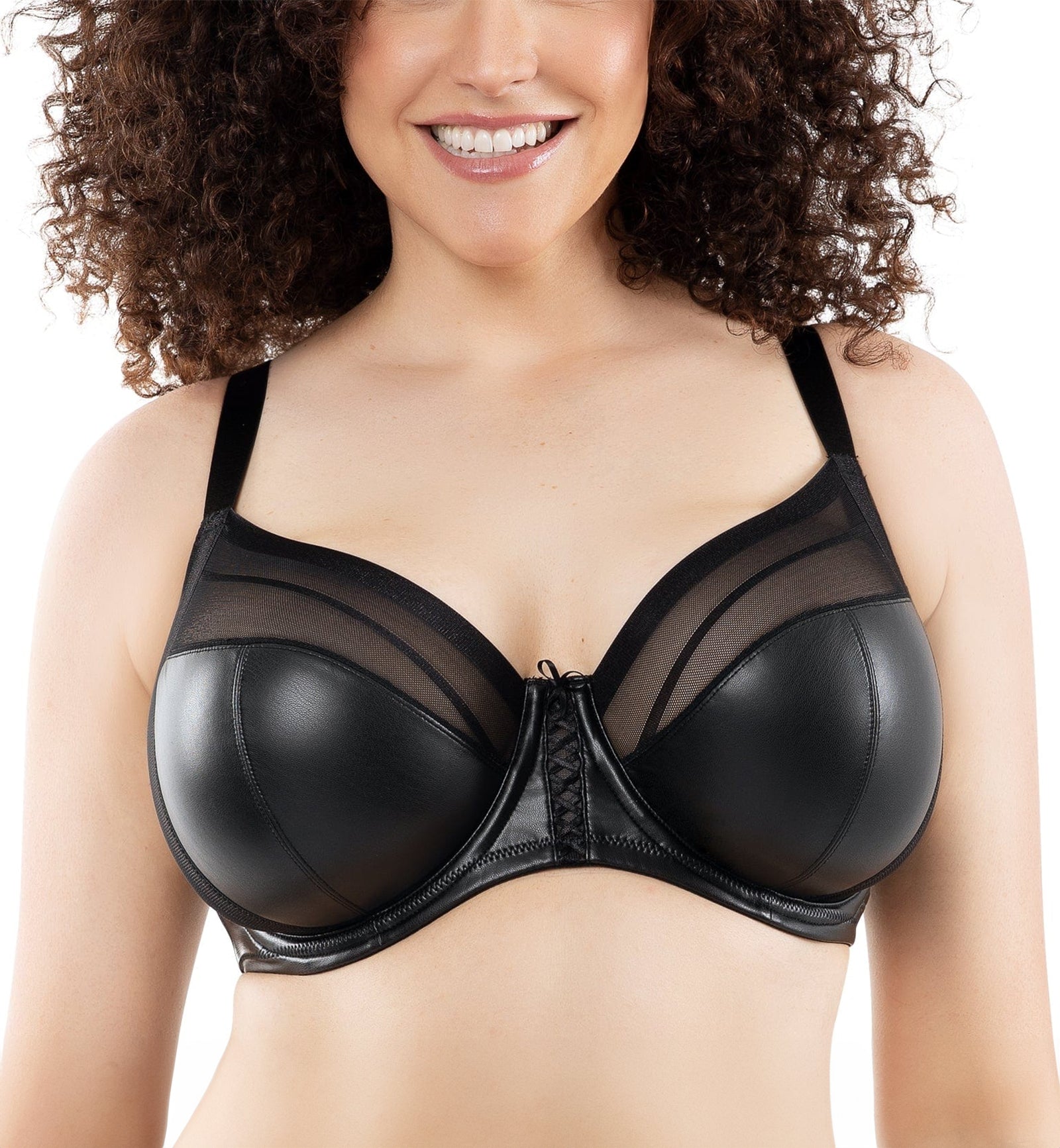 Parfait Stevie Faux Leather Unlined Wired Bra (P50125),30E,Black - Black,30E