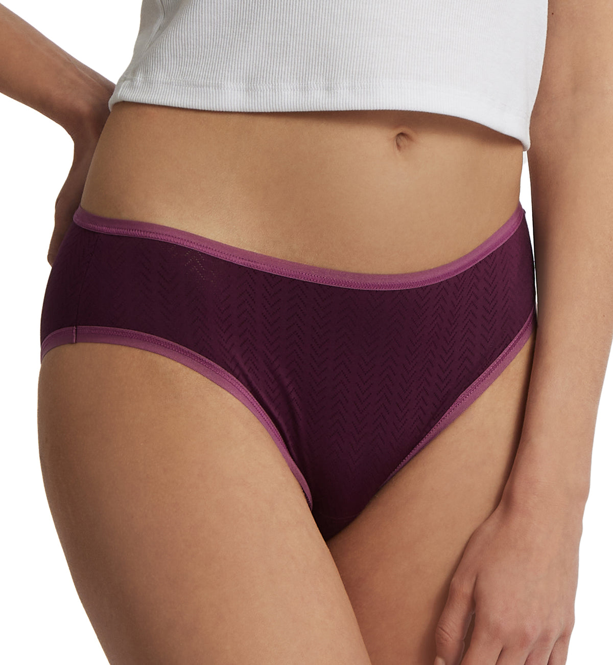 Hanky Panky MoveCalm Ruched Back Brief (2P2184),XS,Dried Cherry/Damson Plum - Dried Cherry/Damson Plum,XS