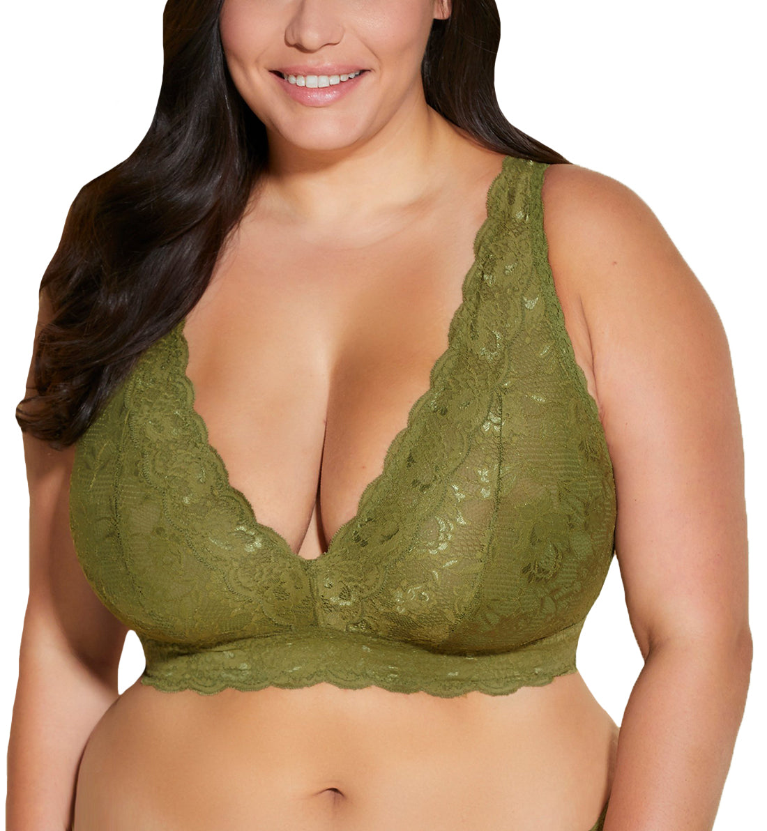 Cosabella NSN SUPER CURVY Plungie Longline Bralette (NEVER1389),XS,Aloe - Aloe,XS