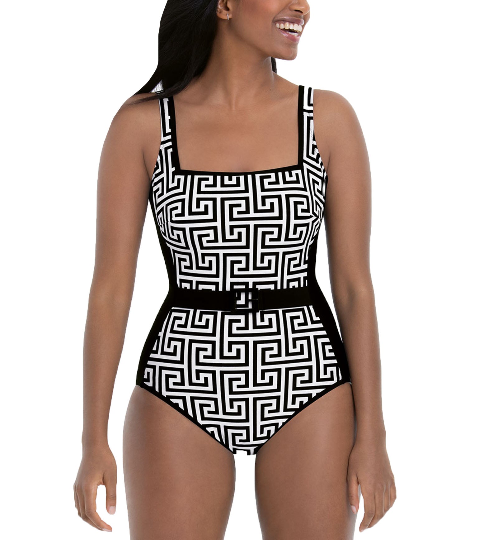 Anita Pure Graphics Dalida Slimming Lined One Piece Swimsuit (7225),32D,Black/White - Black/White,32D