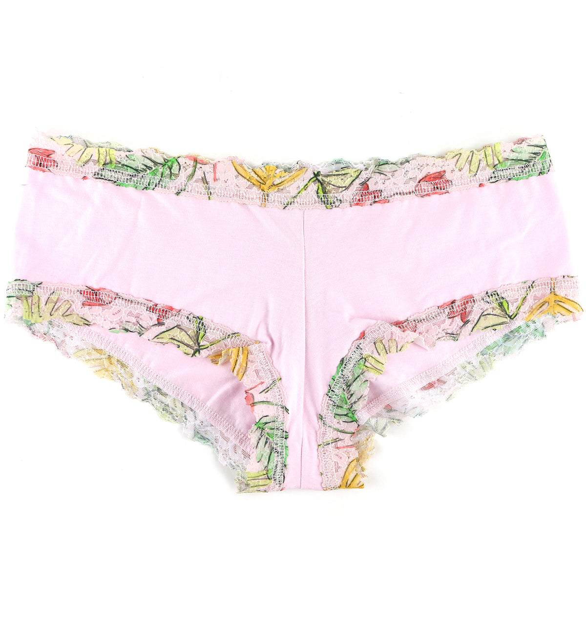 Hanky Panky Cotton-Spandex Boyshort (891322P),Medium,Island Pink/Lovely Leaves - Lovely Leaves,Medium