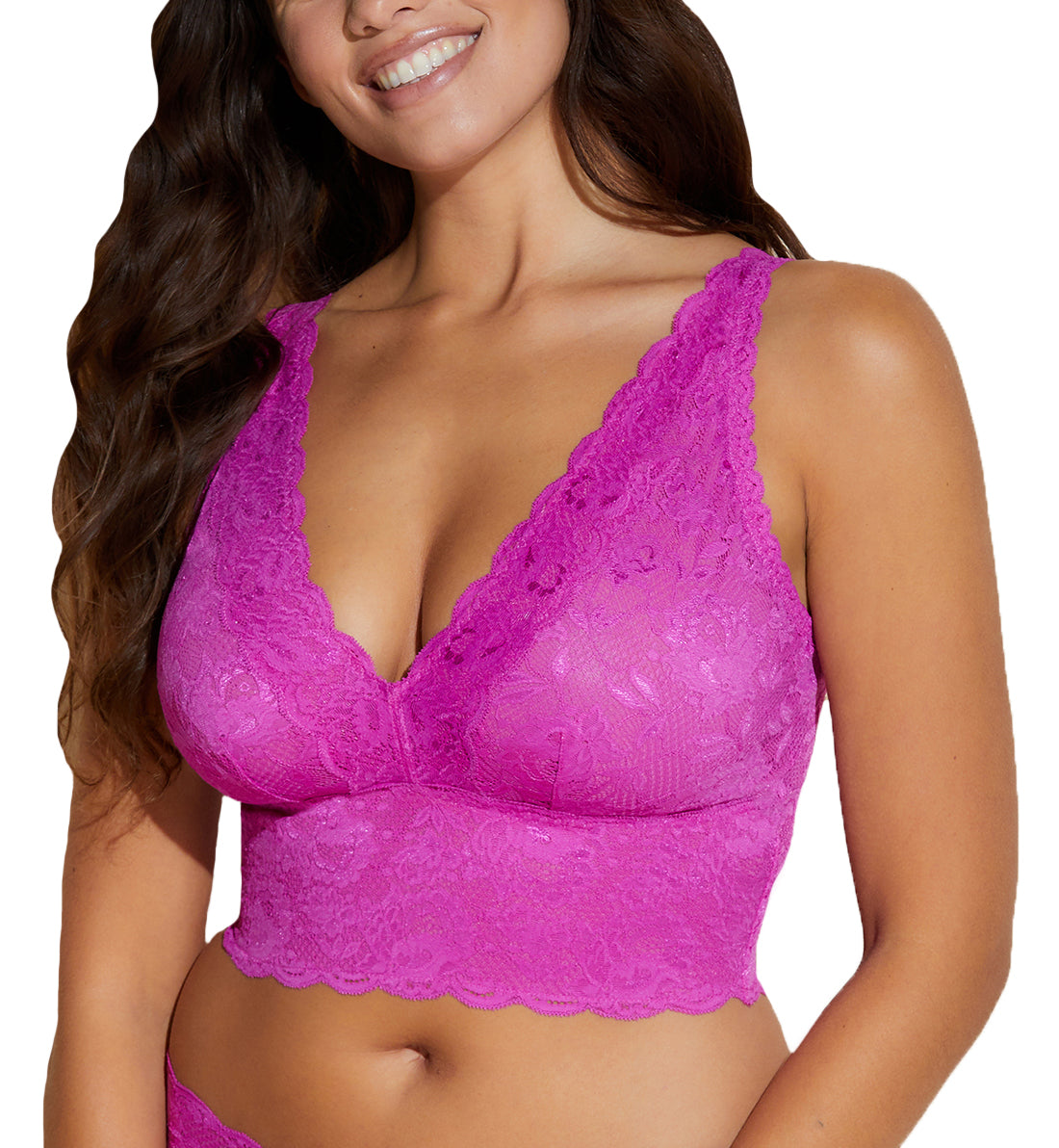 Cosabella Never Say Never CURVY Plungie Longline Bralette (NEVER1385),XS,Cape Fuchsia - Cape Fuchsia,XS
