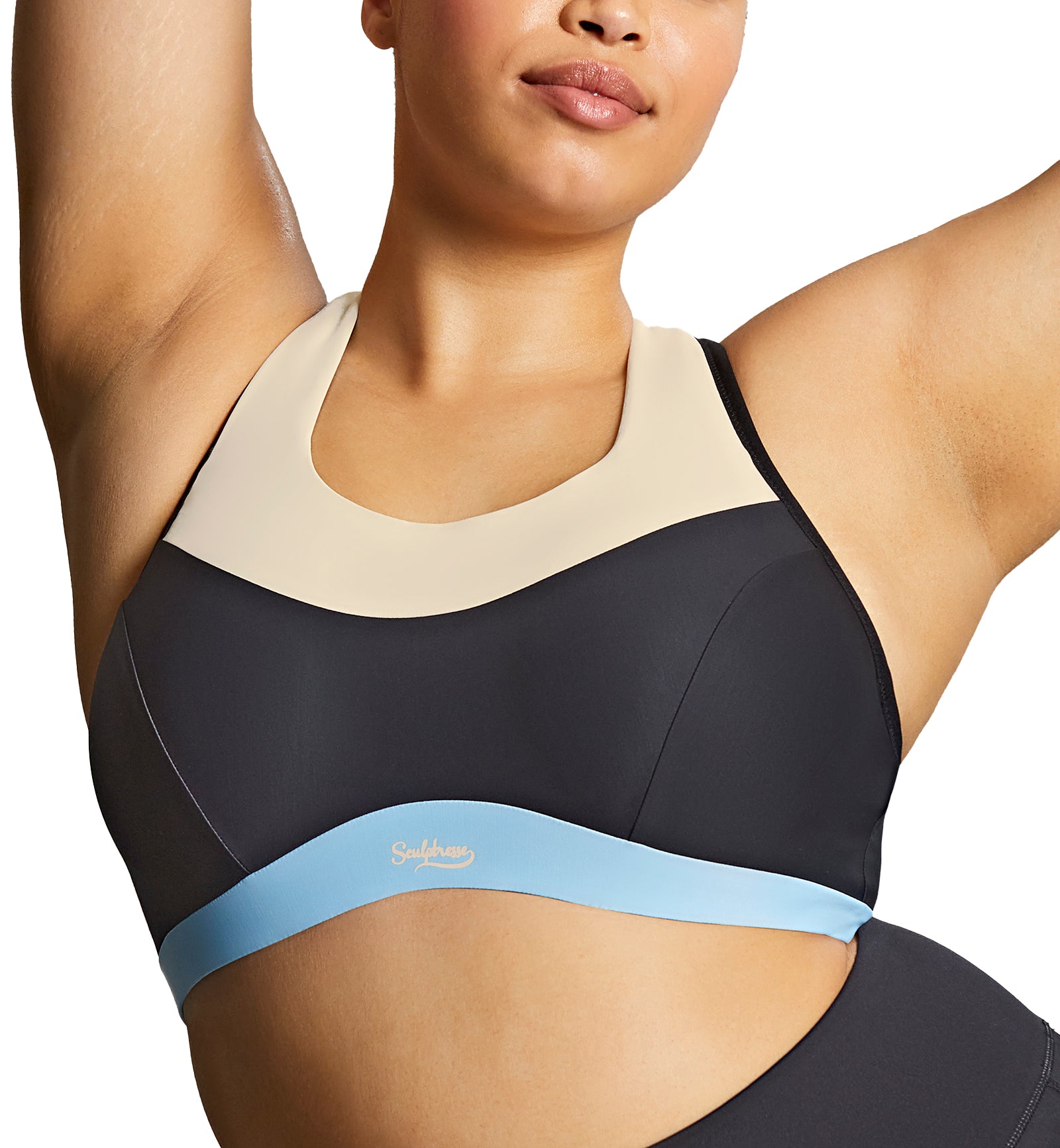 Sculptresse Upbeat Non-padded Underwire Sports Bra (9442),34E,Black/Chalk - Black/Chalk,34E