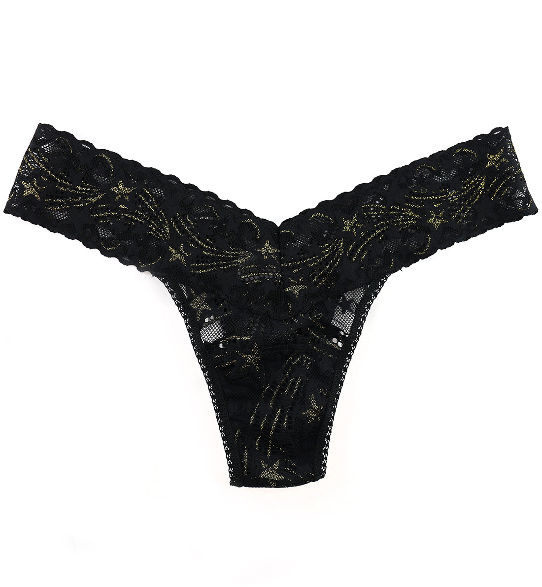 Hanky Panky Night Fever Low Rise Thong (151586),Black/Gold - Black/Gold,One Size