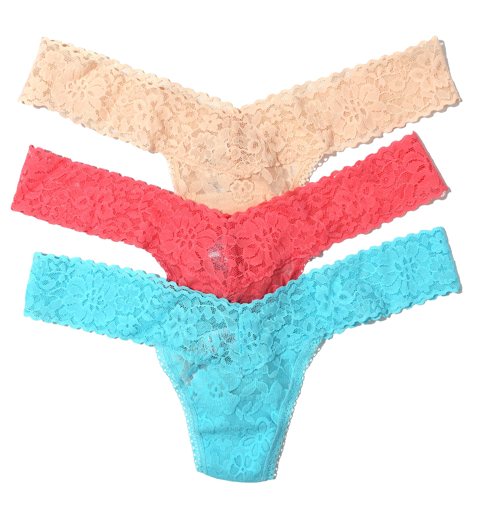 Hanky Panky 3-PACK Daily Lace Low Rise Thong (7710013VPK),Summer Solstice - Summer Solstice,One Size
