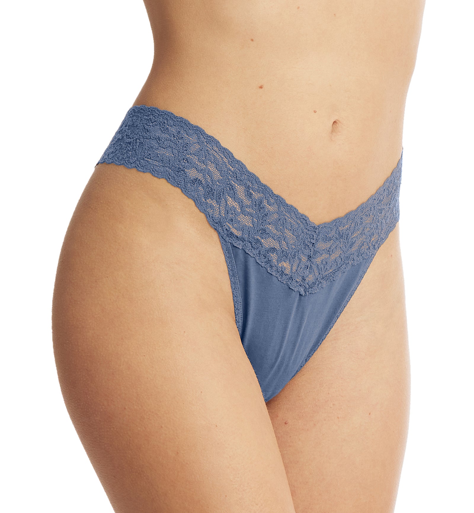 Hanky Panky Cotton Original Rise Thong (891801P),Washed Indigo Blue - Washed Indigo Blue,One Size