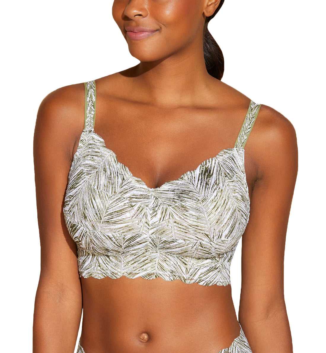 Cosabella Never Say Never Printed CURVY Sweetie Bralette (NEVEP1310),XS,Palm Aloe - Palm Aloe,XS