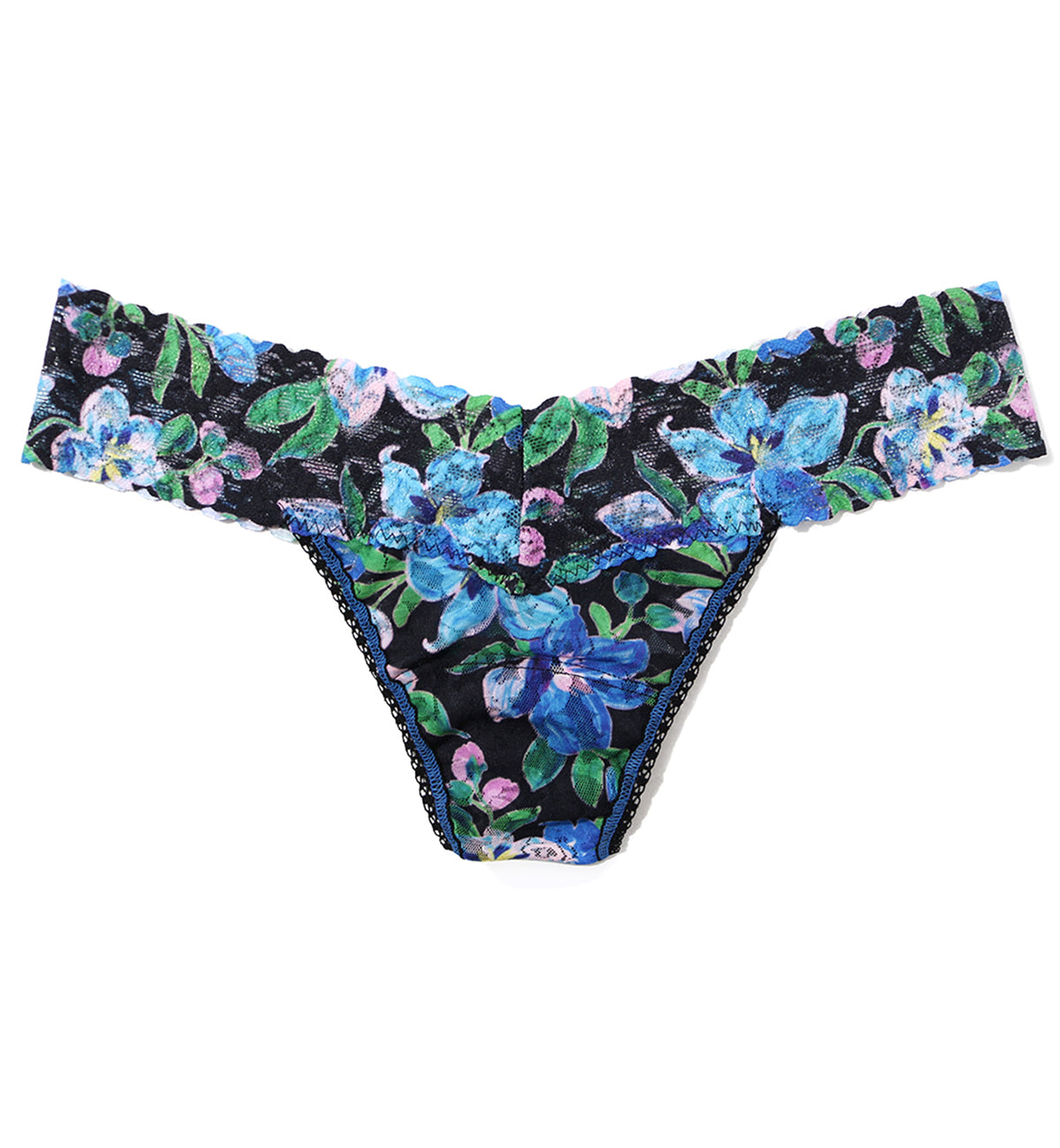 Hanky Panky Signature Lace Printed Low Rise Thong (PR4911P),Ocean Blooms - Ocean Blooms,One Size