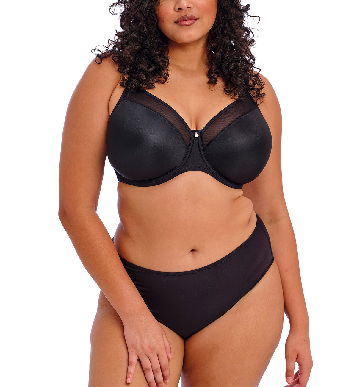 Elomi Smooth Unlined Underwire Molded Bra (4301),32GG,Black - Black,32GG