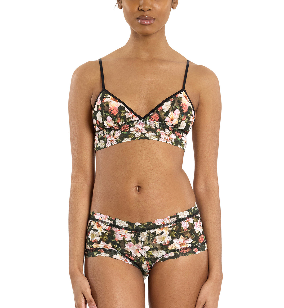 Hanky Panky Signature Lace Printed Boyshort (PR4812P),XS,Dark Room Blooms - Dark Room Blooms,XS