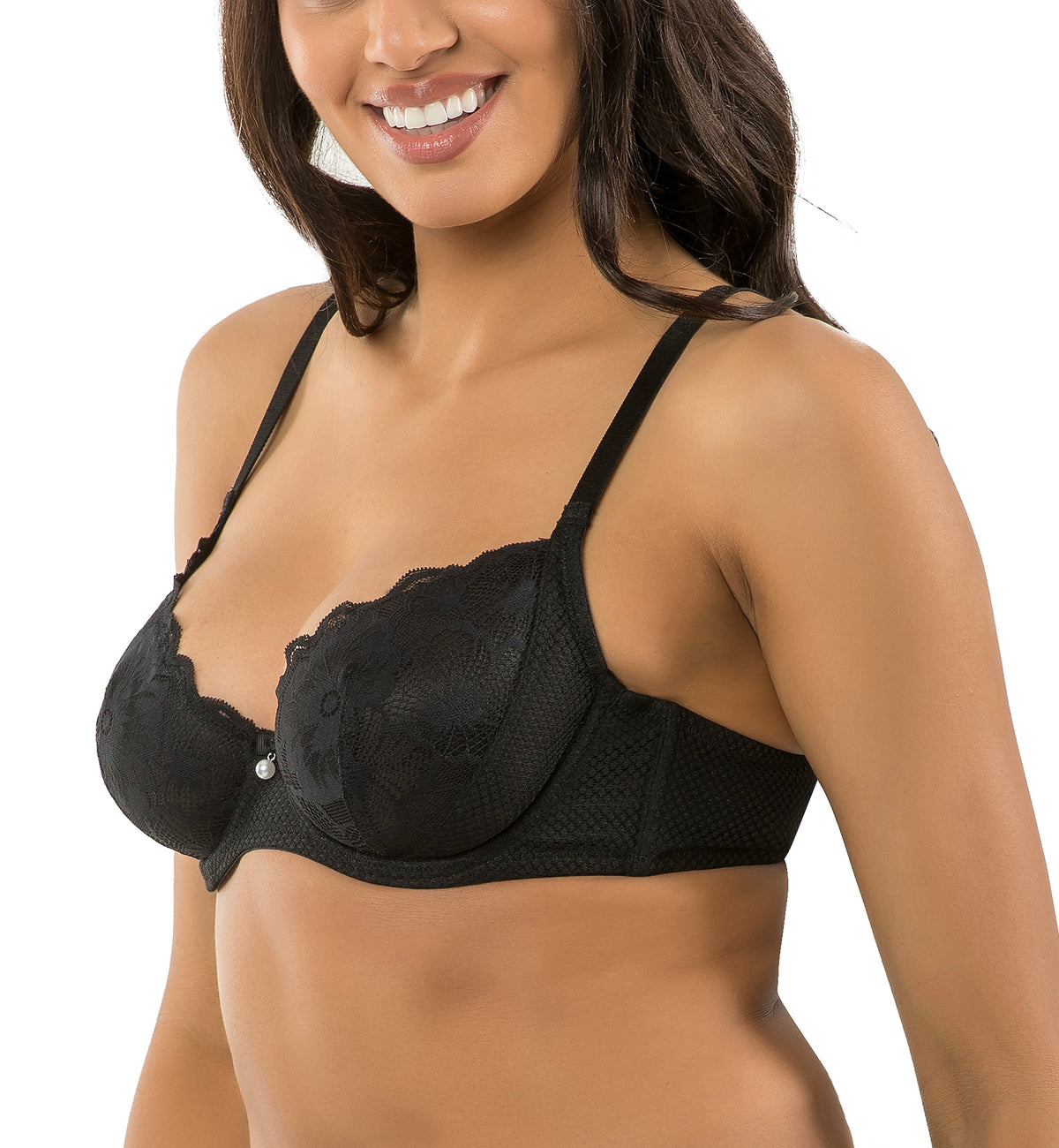Parfait Luxlacy Unlined Plunge Underwire Bra (P6000),32D,Black - Black,32D