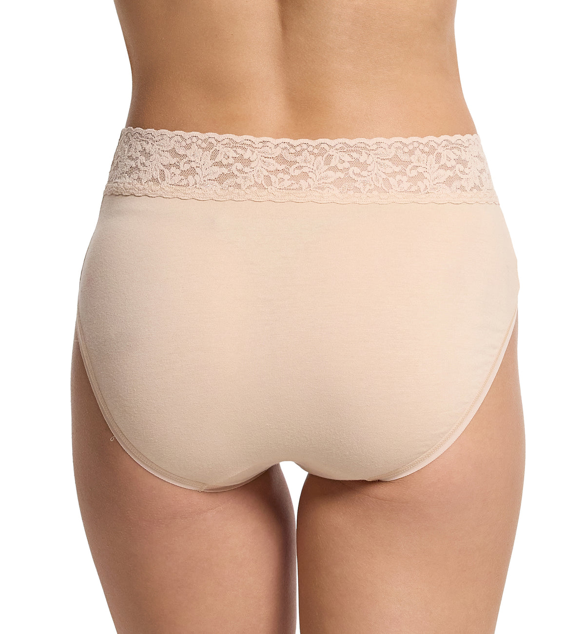 Hanky Panky Cotton French Brief with Lace (892461),Small,Chai - Chai,Small