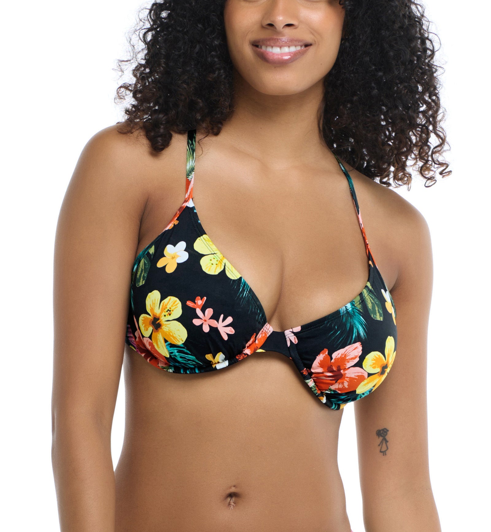 Body Glove Tropical Island Solo Bikini Top (3959115D),D Cup,Black - Black,D Cup