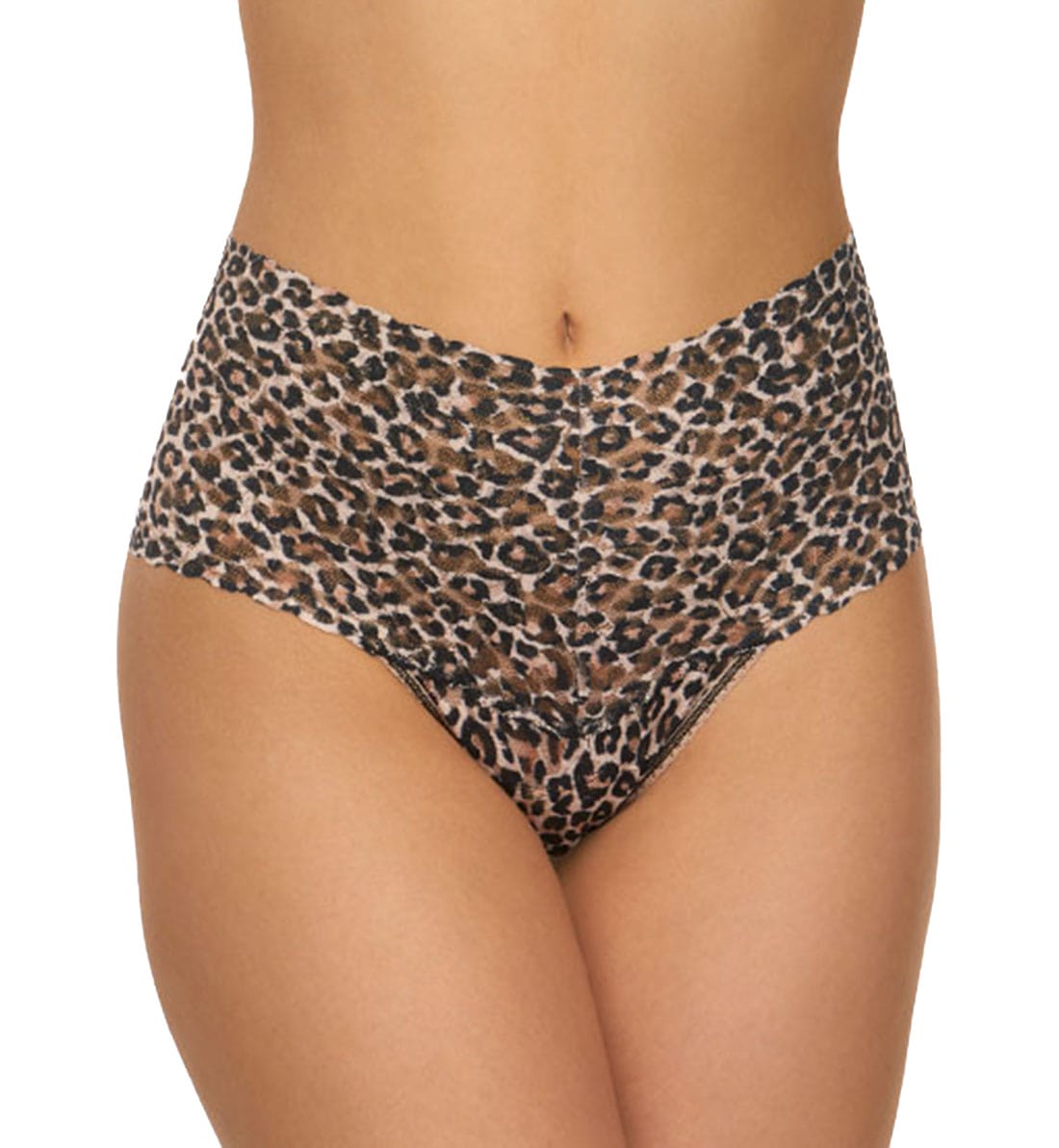 Hanky Panky Printed Retro Lace Thong (PR9K1926),Classic Leopard - Brown/Black,One Size