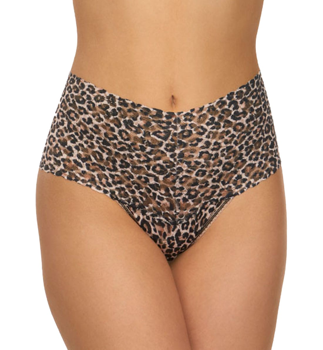 Hanky Panky High-Waist Retro Lace Printed Thong (PR9K1926),Classic Leopard - Brown/Black,One Size