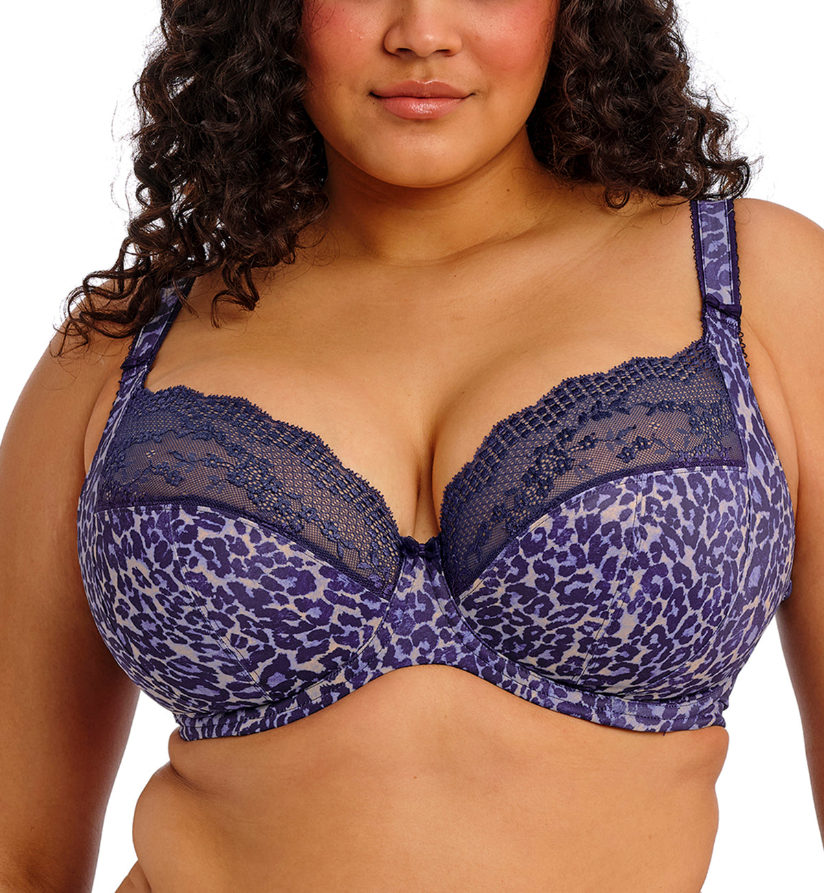 Elomi Lucie Banded Stretch Lace Plunge Underwire Bra (4490),32GG,Midnight - Midnight,32GG
