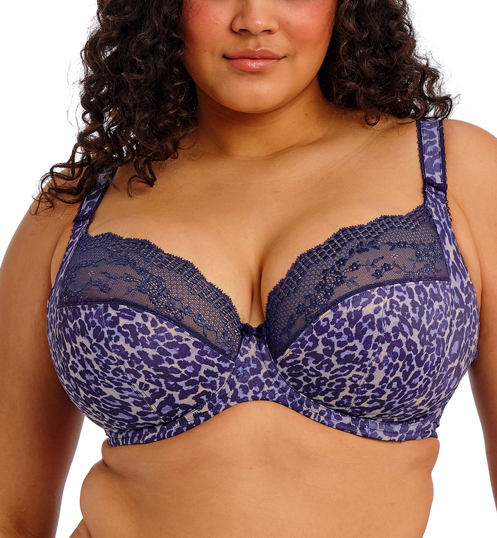 Elomi Lucie Banded Stretch Lace Plunge Underwire Bra (4490),32GG,Midnight - Midnight,32GG