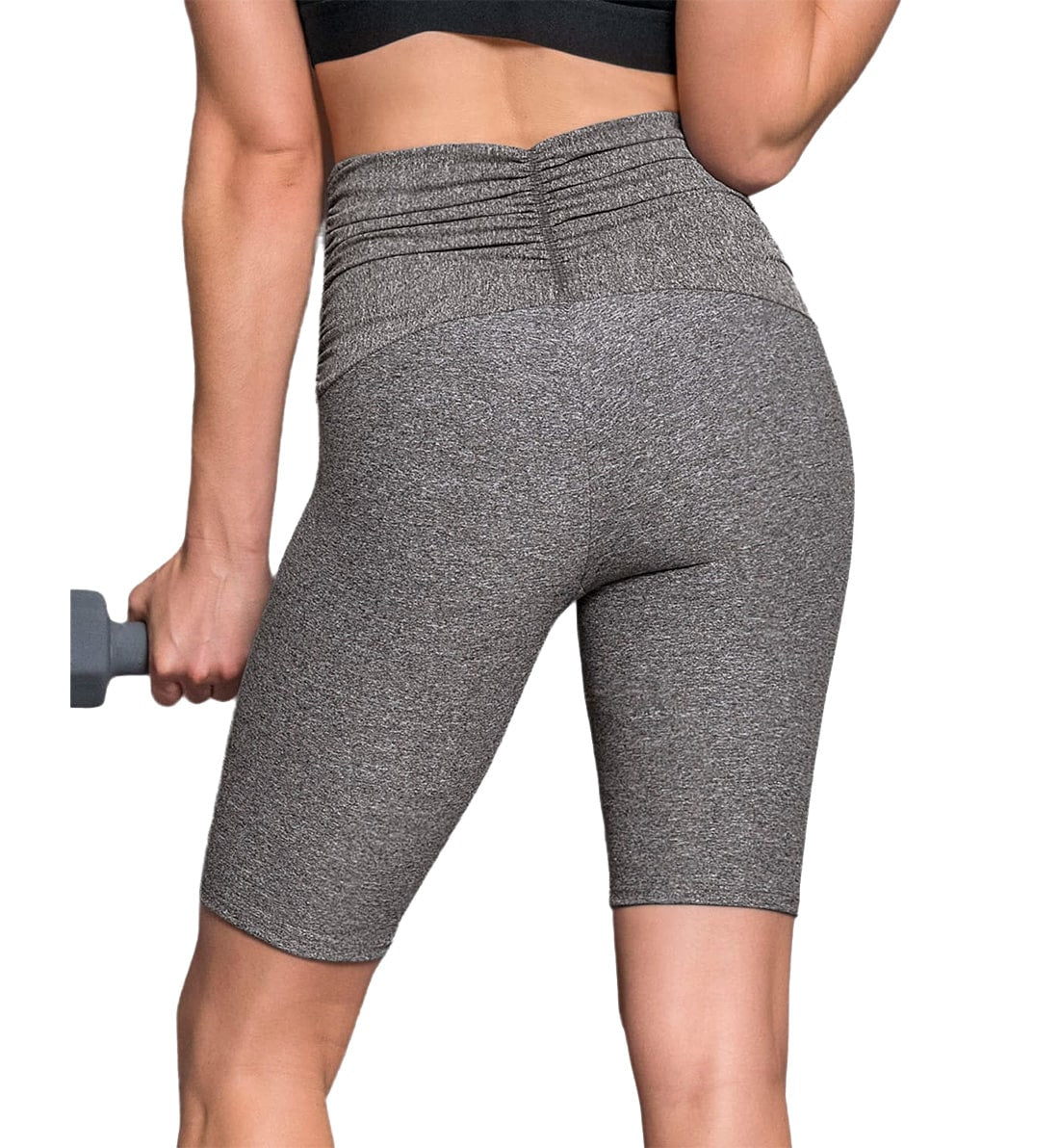 Leonisa ActiveLife Layover Ruched Mid-Thigh Shaper Short (196005N),Small,Gray - Gray,Small