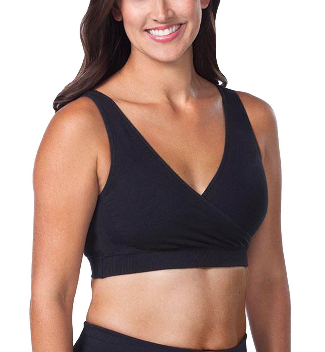 Leading Lady Harmony Dreamy Comfort Cotton Crossover Bra (4011),Small,Jet Black - Jet Black,Small
