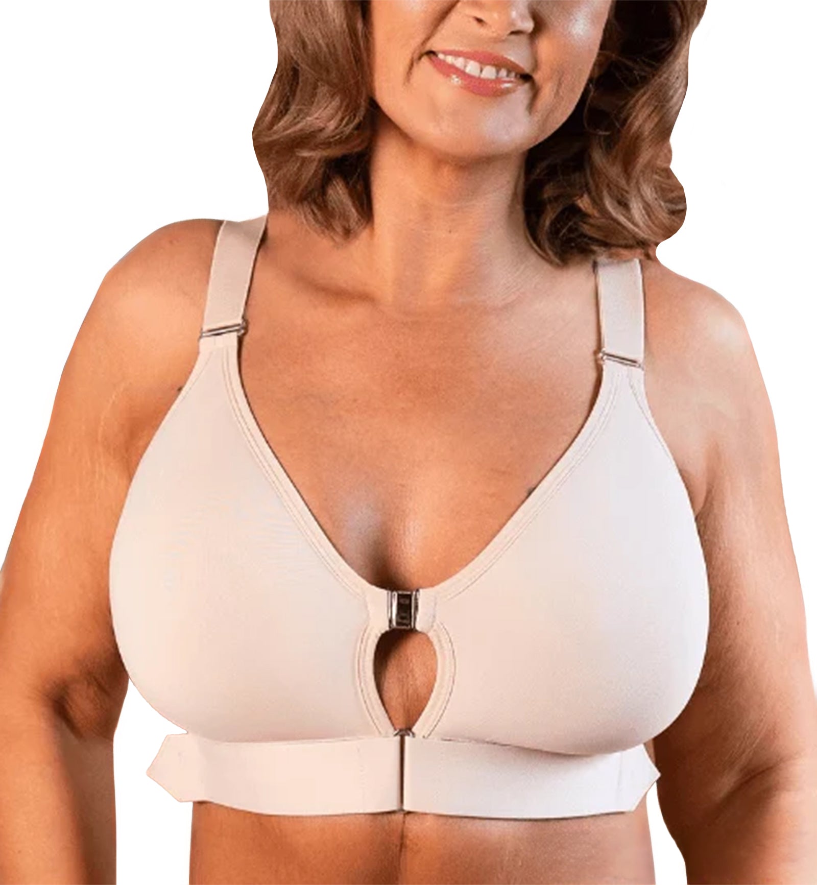 Springrose Goddess Lift Wireless Front Closure Mobility Bra (GODDESS),32-34 DD-F,Almond - Almond,32-34 DD-F