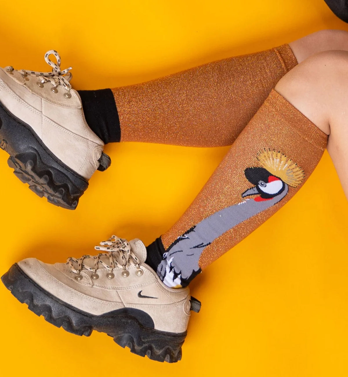 SOCK it to me Unisex Knee High Socks (F0623),Crowned Crane - Crowned Crane,One Size